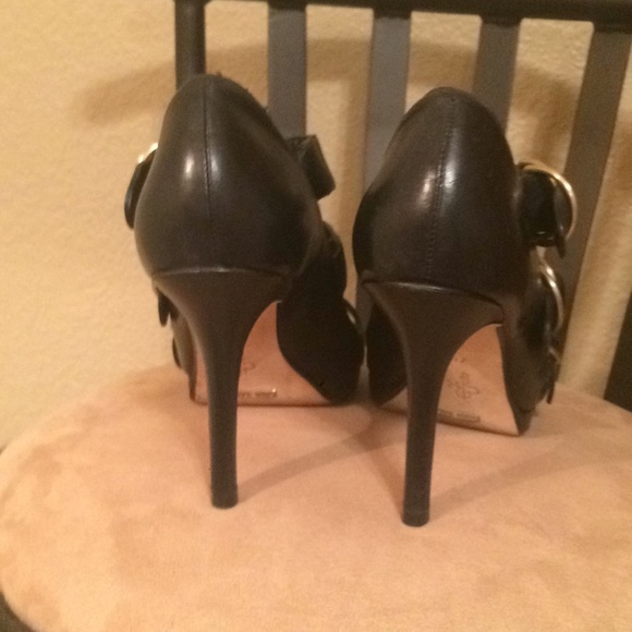 Cole-Haan 4” black heels with buckle accents - Picture 2 of 3